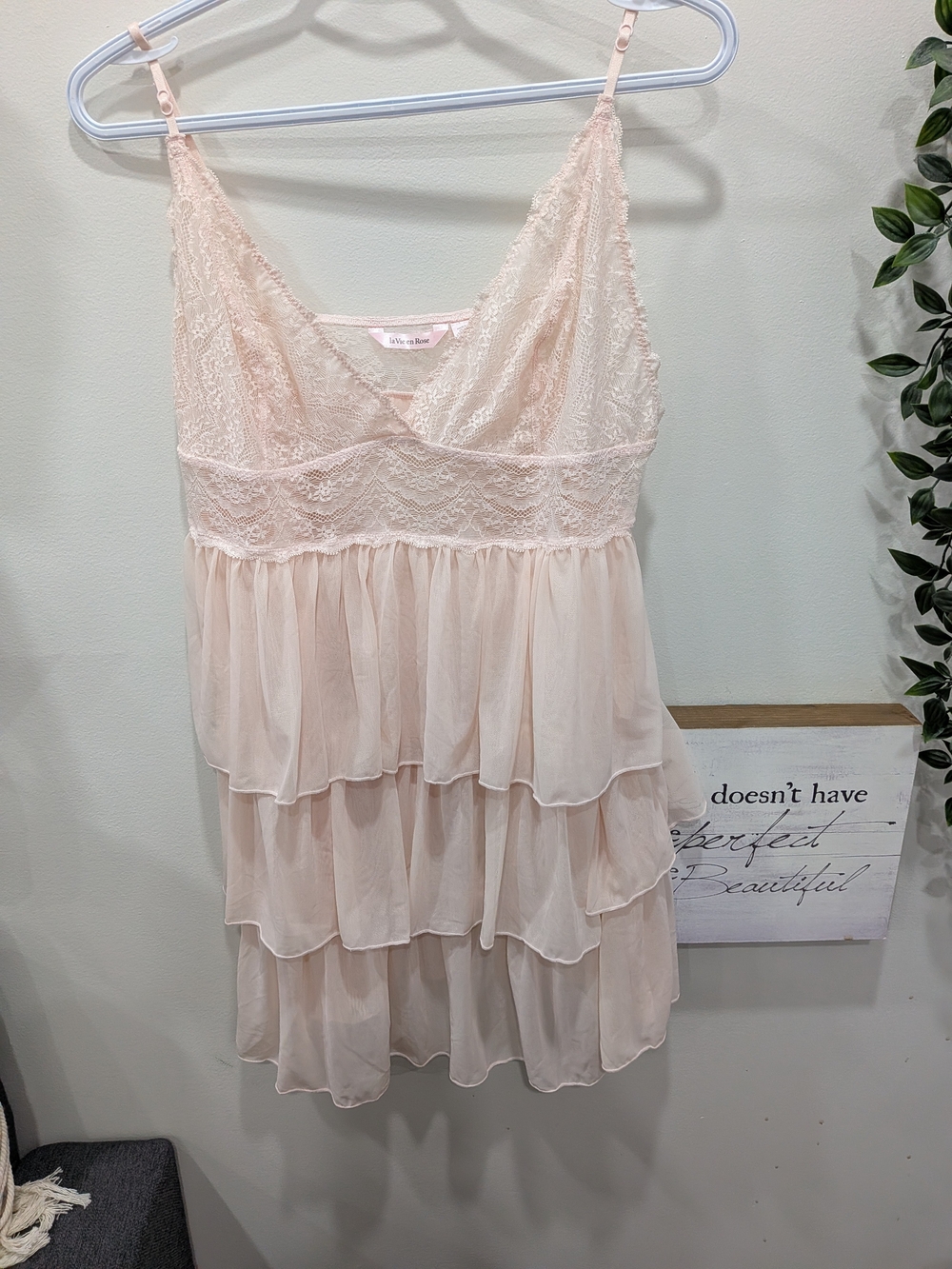 La Vie En Rose Lace-Trim Slip Dress - Blush Pink - Picture 3 of 5